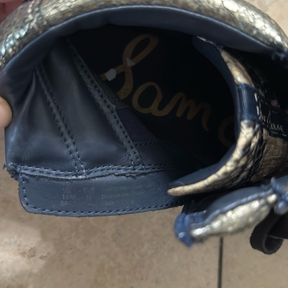 SAM EDELMAN Britt Snake Print Navy Fur Gold Metallic High Top Boot Sneaker 10 - Picture 11 of 12